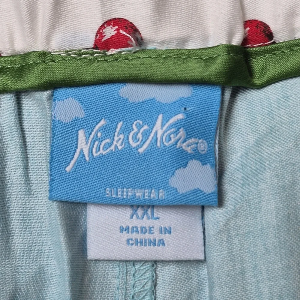 Nick & Nora Women's XXL Hedgehog Apple Pajama Pants Turq Cotton Sleepwear NWT